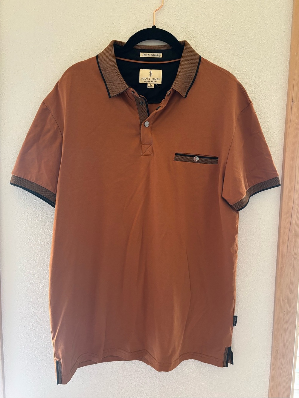 Scott-James Men's Rust Polo with Contrast Trim